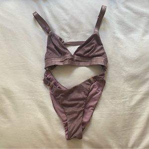 CXIX Aphrodite Bodysuit in Lilac Suede (XS)